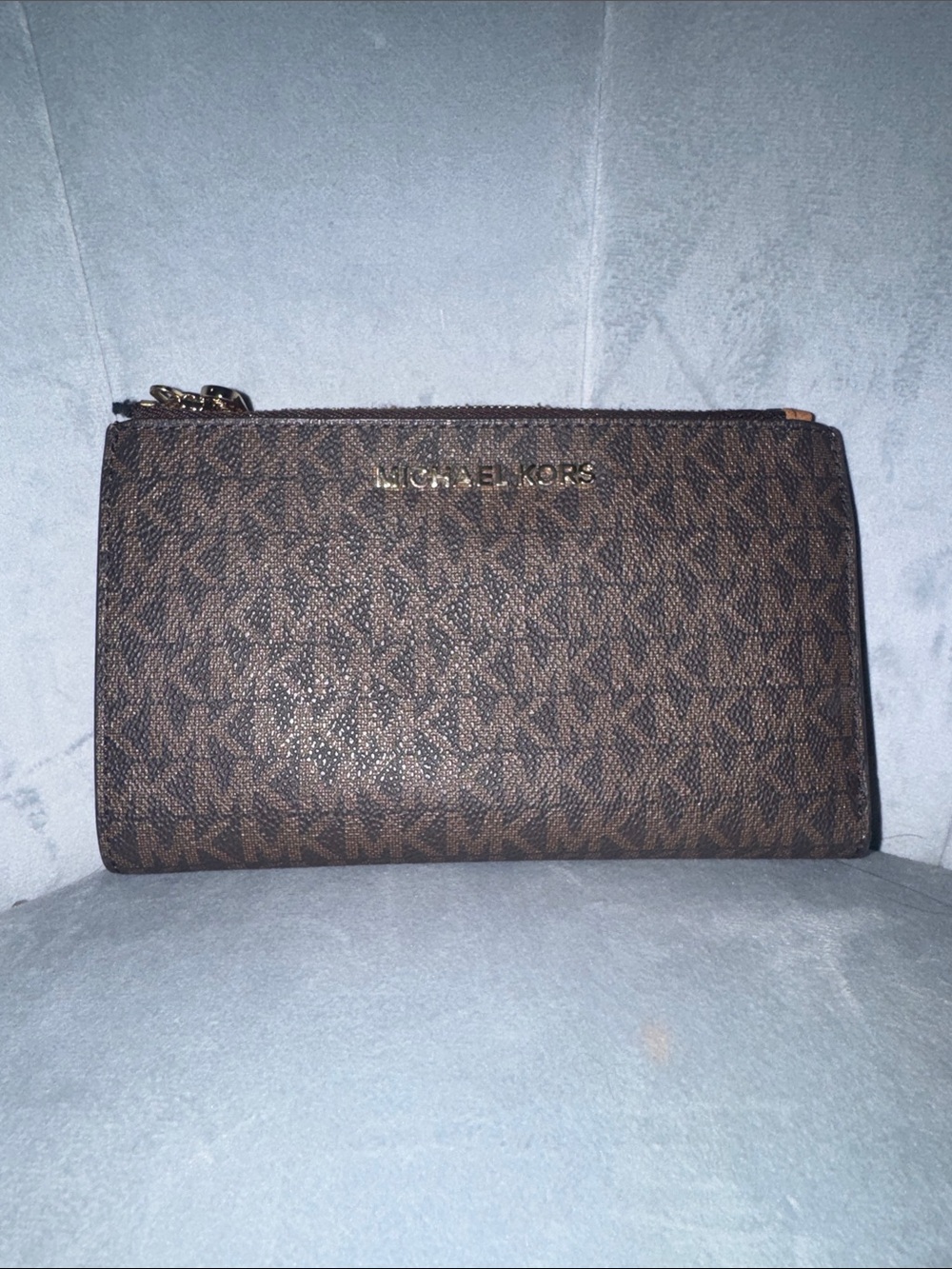 Michael Kors Brown Monogram Zip Wallet